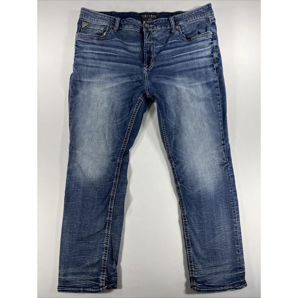 Salvage Buckle Anarchy Relaxed Straight Leg Mens Jeans Medium Wash 42x32 - Picture 5 of 12